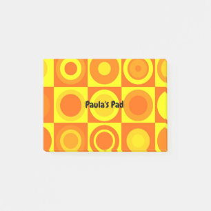 Funky Retro Orange Yellow Circles Squares Post-it Notes