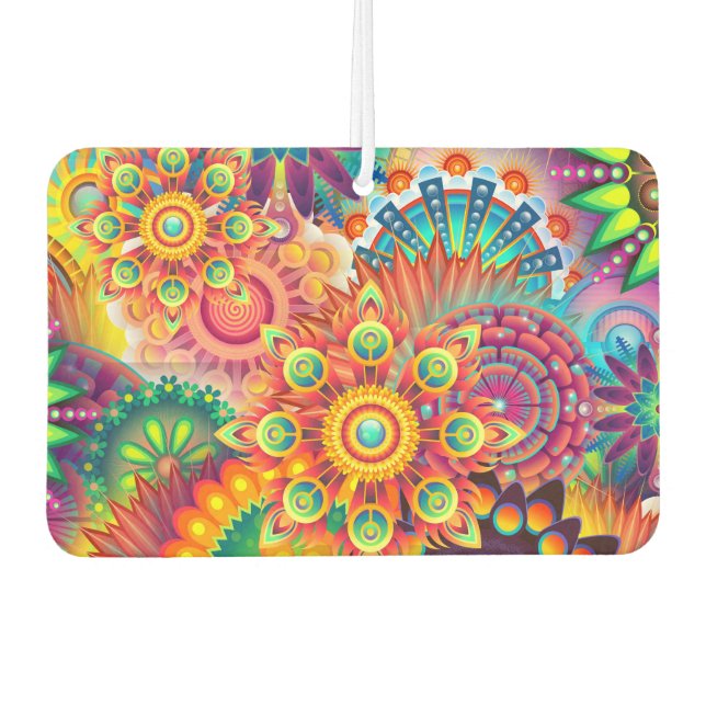 Funky Retro Pattern Abstract Bohemian Car Air Freshener (Front)