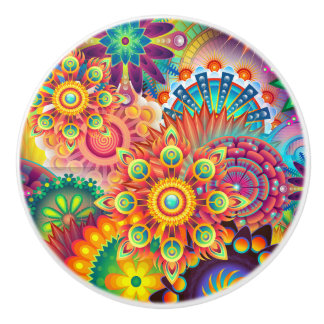 Funky Retro Pattern Abstract Bohemian Ceramic Knob