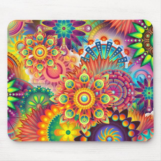 Funky Retro Pattern Abstract Bohemian Mouse Mat (Front)