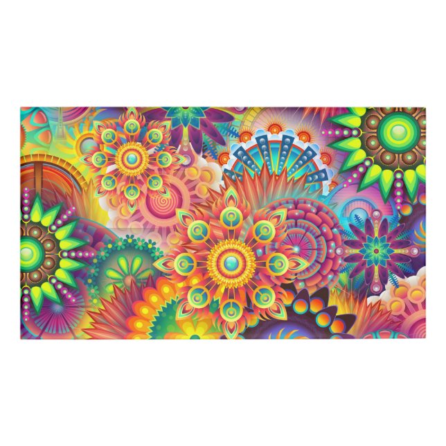 Funky Retro Pattern Abstract Bohemian Name Tag (Front)