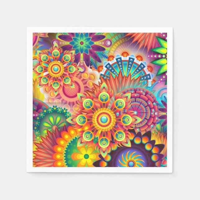 Funky Retro Pattern Abstract Bohemian Napkin (Front)