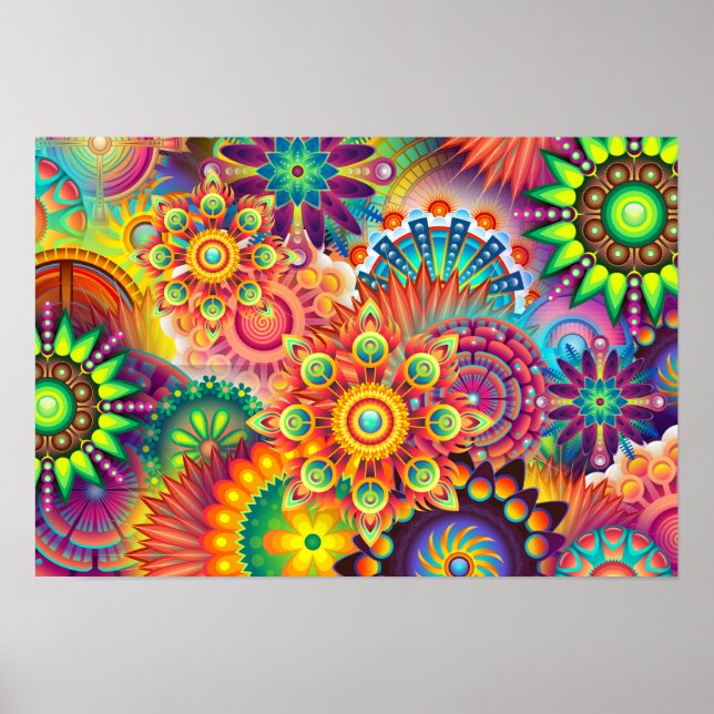 Funky Retro Pattern Abstract Bohemian Poster (Front)