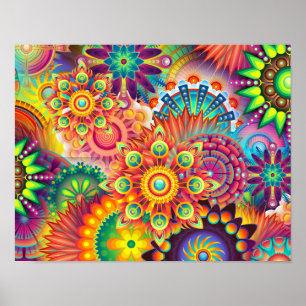 Funky Retro Pattern Abstract Bohemian Poster