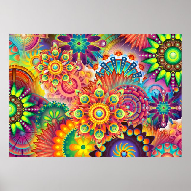 Funky Retro Pattern Abstract Bohemian Poster (Front)