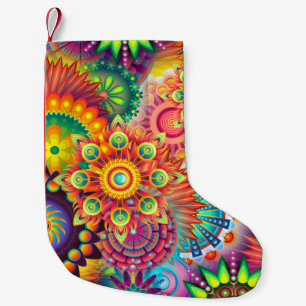 Funky Retro Pattern Abstract Bohemian Small Christmas Stocking