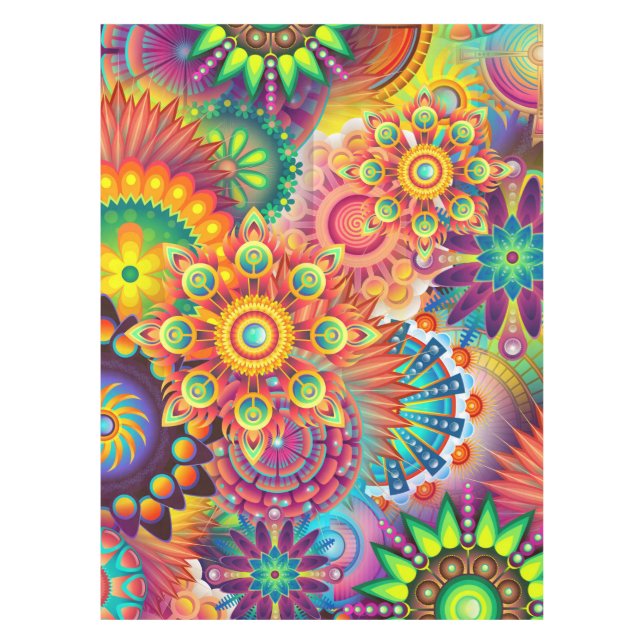 Funky Retro Pattern Abstract Bohemian Tablecloth (Front)