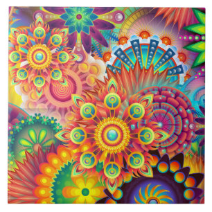 Funky Retro Pattern Abstract Bohemian Tile