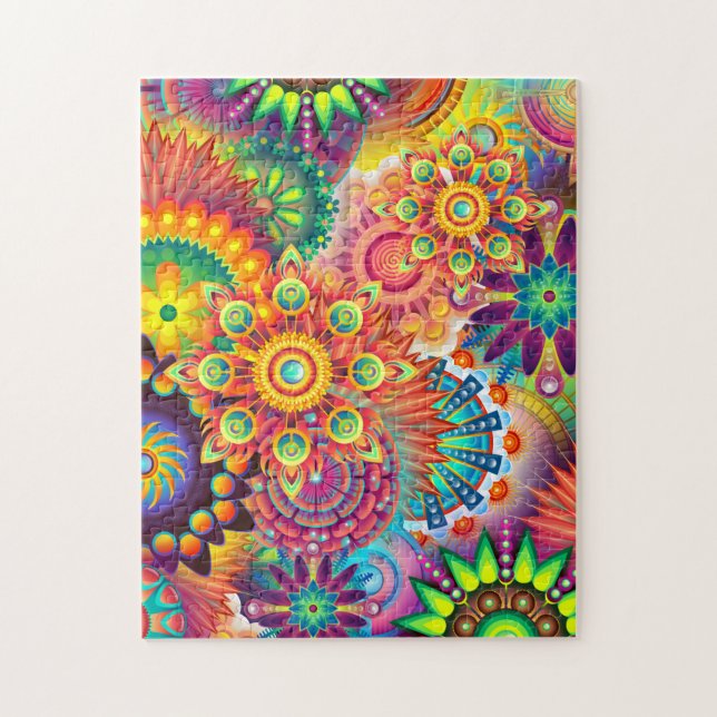 Funky Retro Pattern Abstract Boho Jigsaw Puzzle (Vertical)
