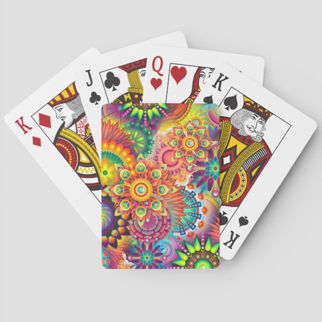 Funky Retro Pattern Abstract Boho Playing Cards (Back)
