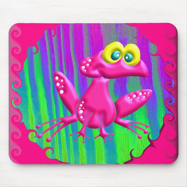 Funky Retro Peace Frog Mouse Mat (Front)