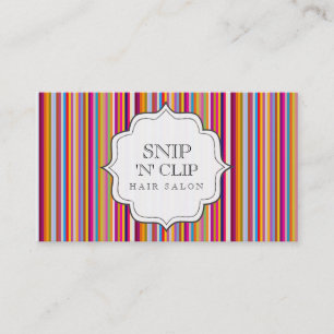 Funky Retro Rainbow Stripes Hair Stylist Fashion Appointment Card