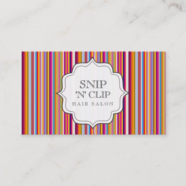 Funky Retro Rainbow Stripes Hair Stylist Fashion Appointment Card (Front)
