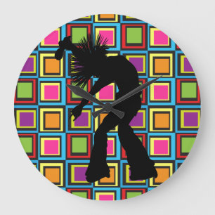 Funky Retro Singer Dancer Large Clock