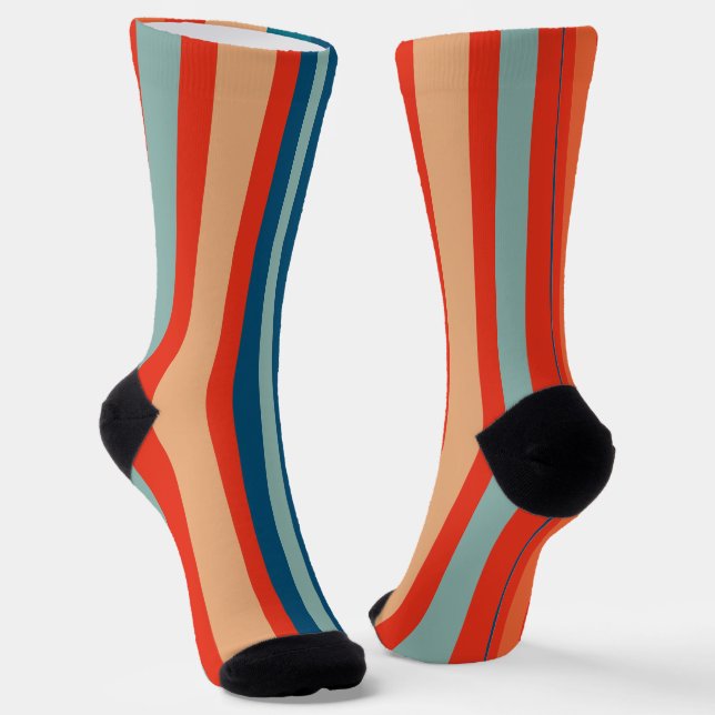Funky Retro Striped Socks (Angled)