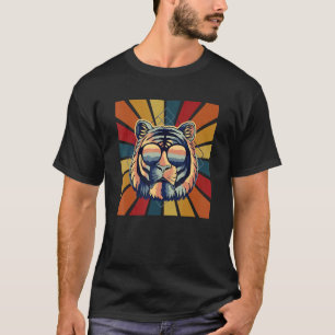 Funky Retro Tiger With Sunglasses Colourful Design T-Shirt