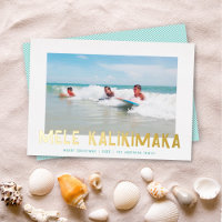 Funky Retro Type Hawaiian Christmas Photo Aqua