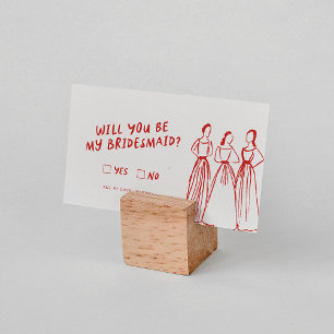 Funky Retro Will You Be My Bridesmaid Proposal Enclosure Card