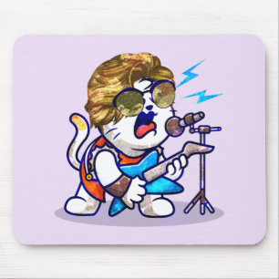 Funky Rockstar Cat – Cool Music Lover Kitty Mouse Mat
