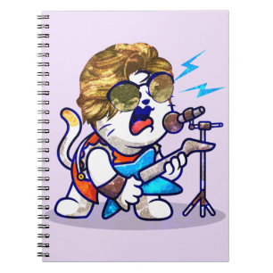 Funky Rockstar Cat – Cool Music Lover Kitty Notebook