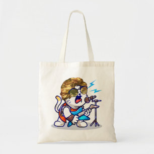 Funky Rockstar Cat – Cool Music Lover Kitty Tote Bag