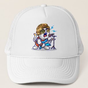 Funky Rockstar Cat – Cool Music Lover Kitty Trucker Hat