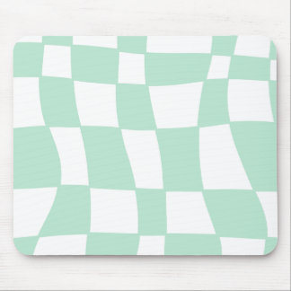 funky sage green checkered mouse pad