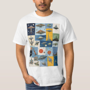 Funky Sci-Fi Retro Alien Spaceships T-Shirt