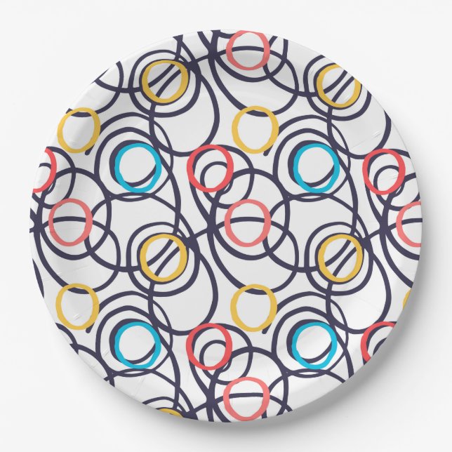 Funky Scribbled Doodles Paper Plate (Front)