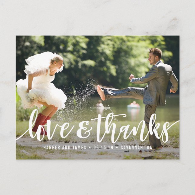 Funky Script Thank You Postcards (Front)