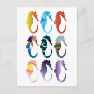 funky seahorses postcard