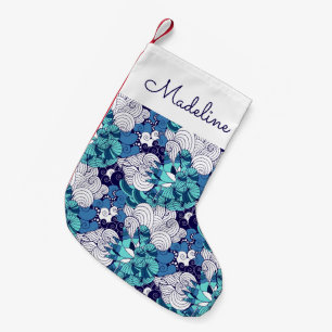 Funky Seashell Pattern Add Your Name Small Christmas Stocking