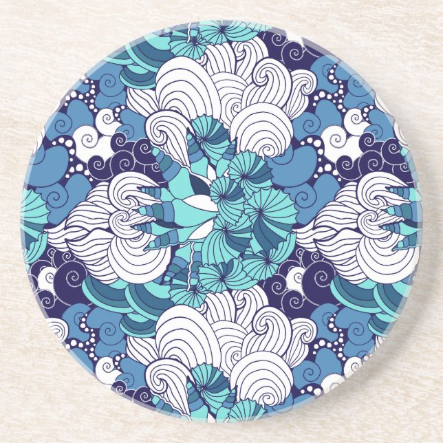 Funky Seashell Pattern Coaster (Front)