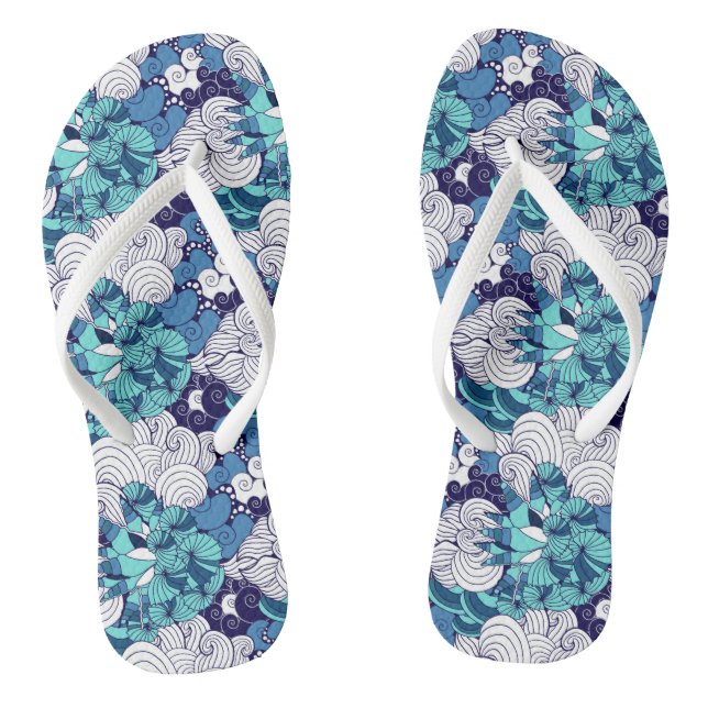 Funky Seashell Pattern Flip Flops (Footbed)