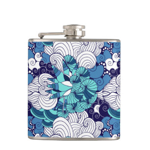 Funky Seashell Pattern Hip Flask