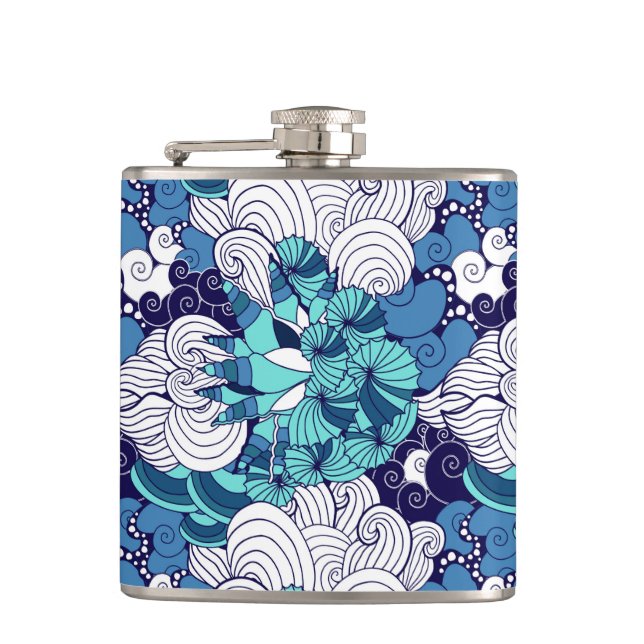 Funky Seashell Pattern Hip Flask (Front)
