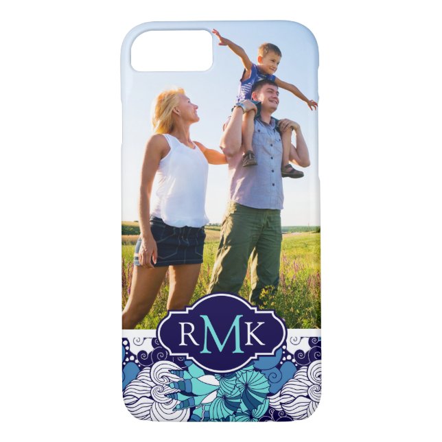 Funky Seashell Pattern| Your Photo & Monogram Case-Mate iPhone Case (Back)