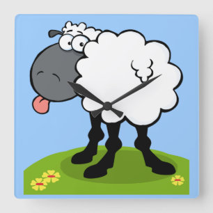 funky sheep sticking out tongue clock