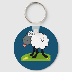 funky sheep sticking out tongue key ring