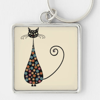 Funky Single Black Cat Keychain