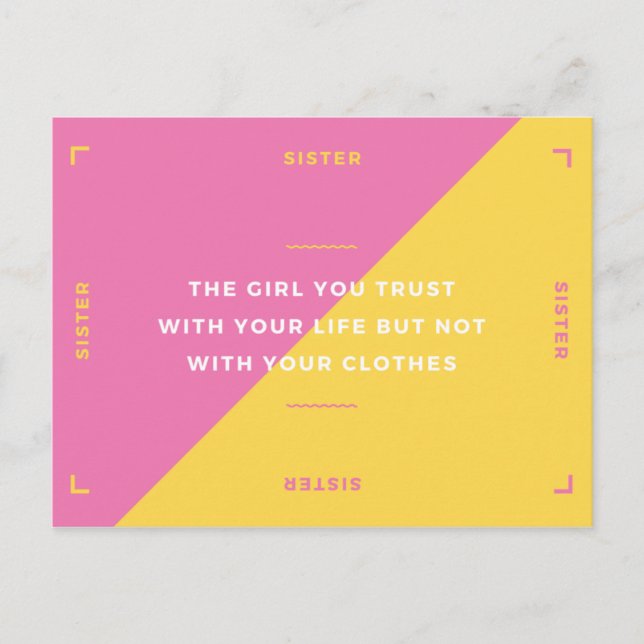 Funky Sister Quote Postcard (Front)