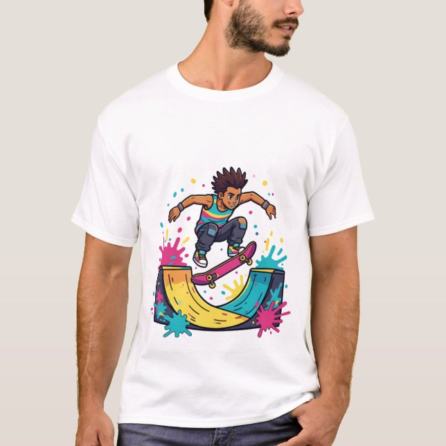 Funky Skater Boy Graphic T-Shirt  (Front)