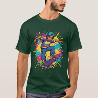 Funky Skater Boy Graphic T-Shirt