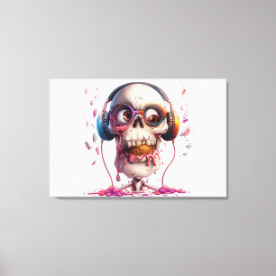 💀🍦 Funky Skull with Headphones Art Print 🍦💀