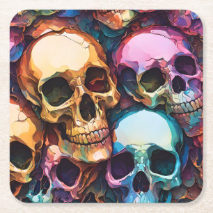 Funky Skulls Square Paper Coaster