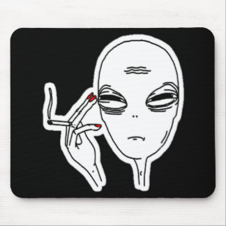 Funky Smoking Alien with Red Nails Mouse Mat