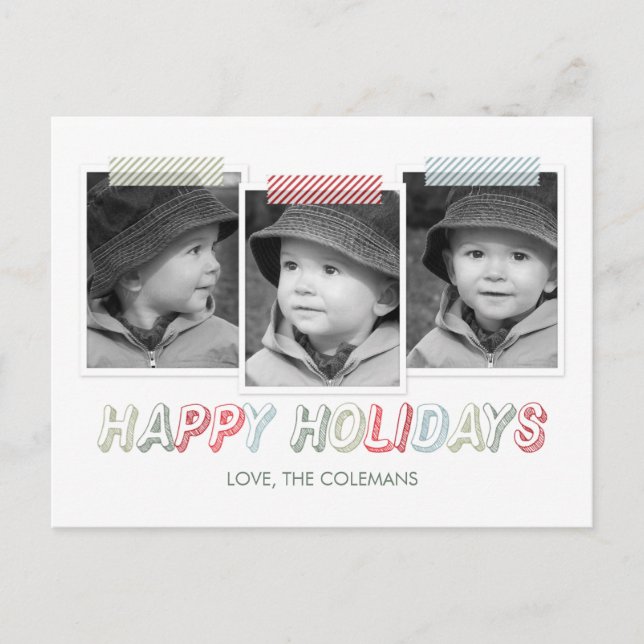 Funky Snapshots Holiday Photo Card Postcard (Front)