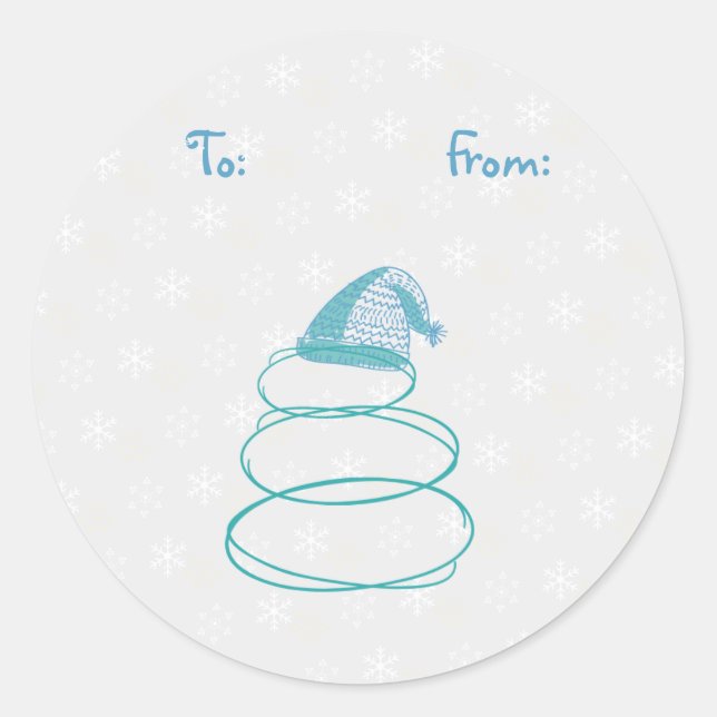 Funky Snowman Gift Tag Sticker (Front)