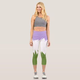 Funky Spiky ZigZag Abstract Genderqueer Pride Flag Capri Leggings