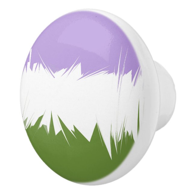 Funky Spiky ZigZag Abstract Genderqueer Pride Flag Ceramic Knob (Right)